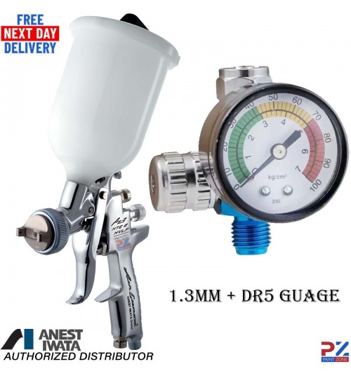 Anest Iwata AZ3 HTE 2 Gravity Feed Spray Gun + DR5 Gauge & Valve - 1.3mm